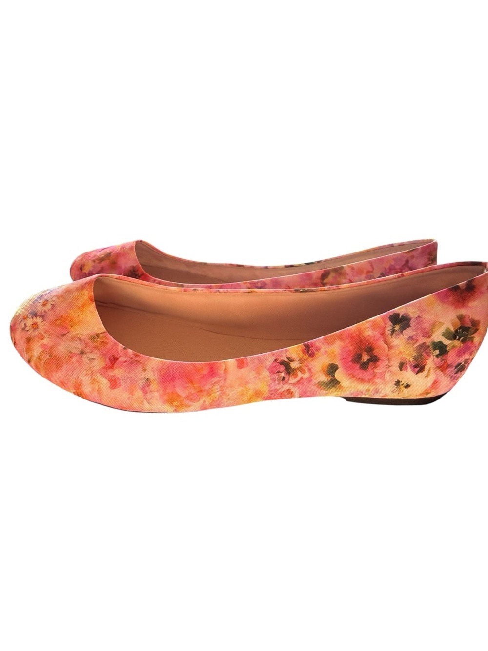 Time and Tru Floral Peach-Pink Women's Ballet Flats